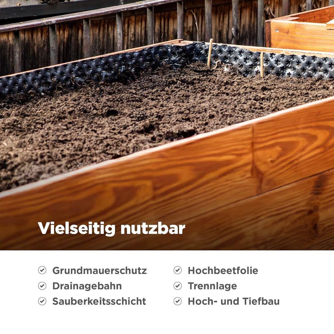 blizz-z Noppenbahn HDPE schwarz 400 g/m² | 0,80 m x 6 m Rolle | Noppenhöhe 3-8 mm | Drainagebahn, Gr