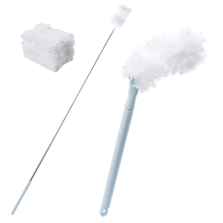 CLEANHOME Doppelseitiger Staubwedel Teleskop,Maximal 190 cm langer Edelstahlgriff,12 Tücher Verdickt
