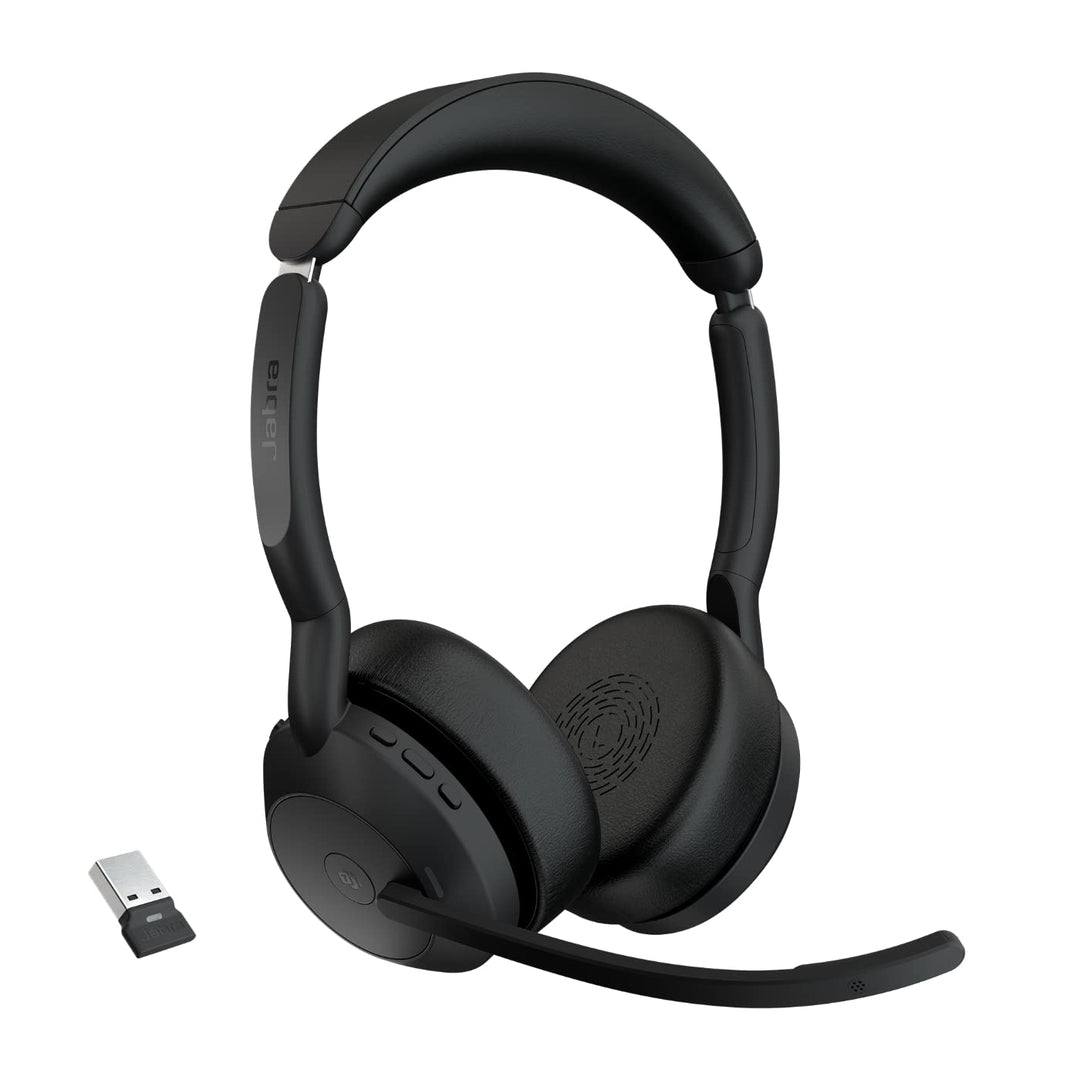 Jabra Evolve2 55 - schnurloses Stereo-Headset mit Jabra Air Comfort - Mikrofone mit Geräuschunterdrü