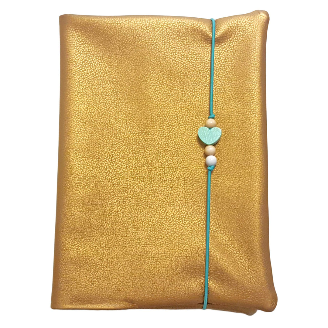 la.nunu Windeltasche - Kunstleder Gold - Handarbeit - Wickeltasche Windeln Feuchttücher Baby Tasche