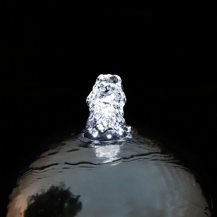Granit Springbrunnen SB17-2 mit Säule und Edelstahl Kugel Gartenbrunnen Set Stein mit LED Beleuchtun