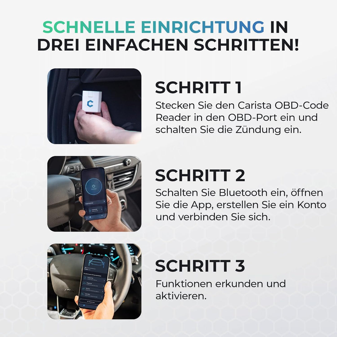 Carista OBD2 Bluetooth-Adapter und -App: Diagnose, Anpassung, Wartung, Live-Daten für Ihres Audi, BM