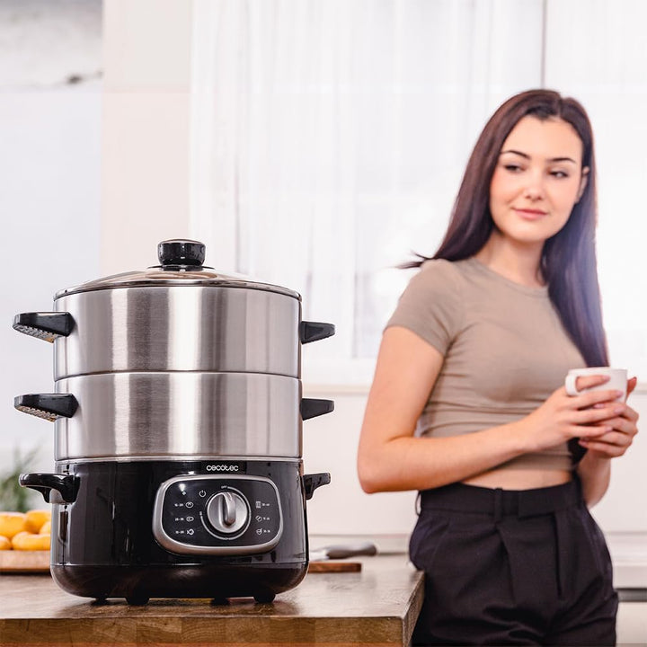 Cecotec Elektrischer Dampfgarer Vapovita Steelpot. Leistung 1300W, Edelstahlbehälter, 10L, einstellb