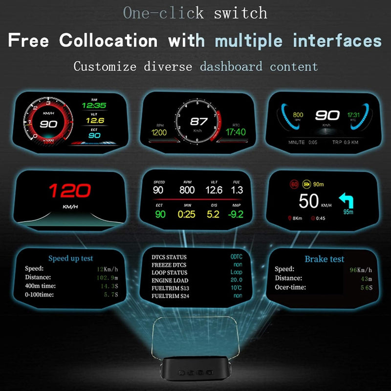 Head up Display, Fydun Auto-OBD2 + Navigationssystem HUD Head-up-Display Digitaler Autogeschwindigke