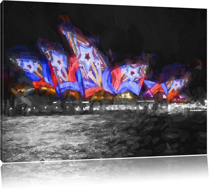 Dark beeindruckende Sydney Opera House Sternenbeleuchtung schwarz/weiss Deluxe Format: 100x70 cm auf