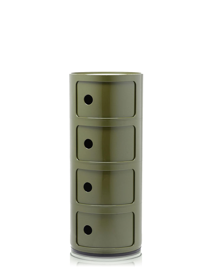 Kartell Componibili, 4 Elements, Grün, Runde Basis 4-fächer Grün, 4-fächer Grün