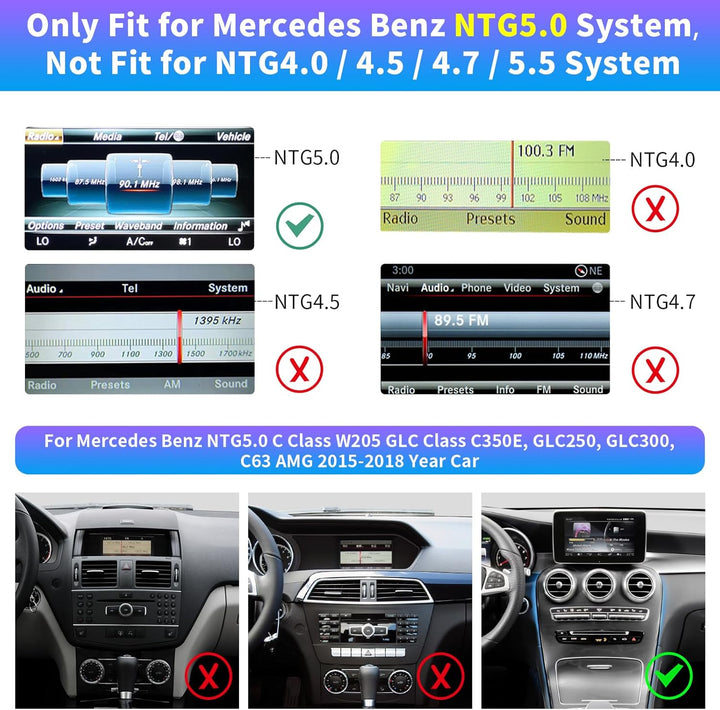 Road Top Wireless Carplay Android Auto für Mercedes Benz NTG5.0 C Klasse W205 GLC Klasse C350E, GLC2