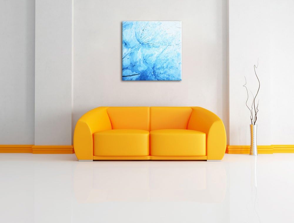 Pixxprint Tropfen bedeckte Pusteblumen Pinsel Effekt, Format: 70x70 auf Leinwand, 70x70