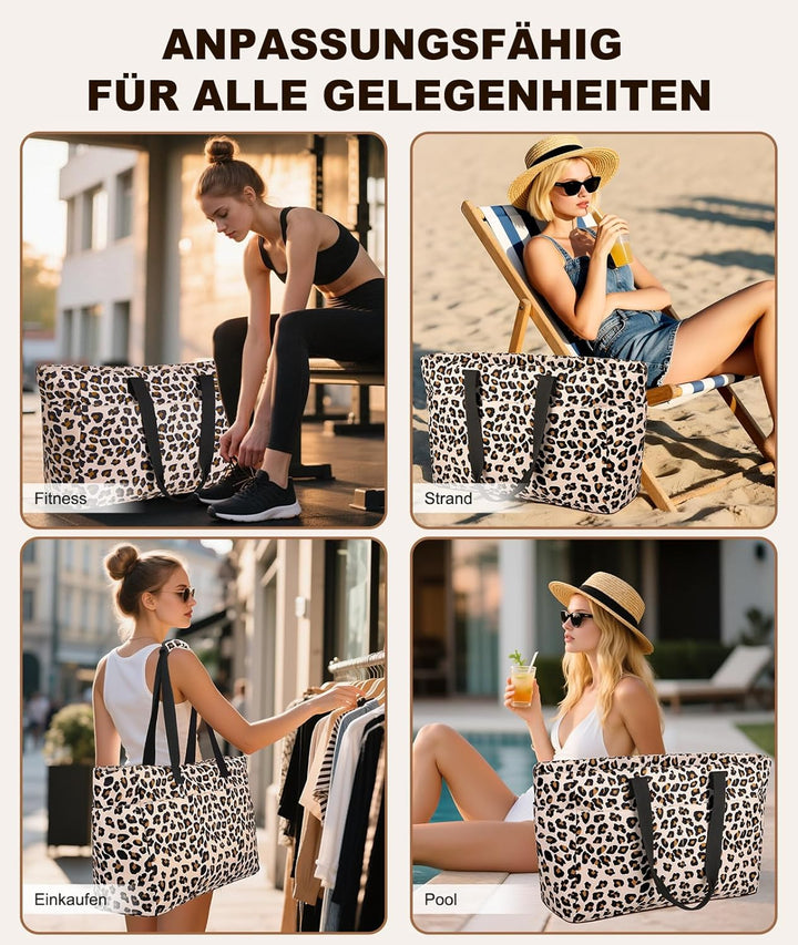 ISEYOU Strandtasche XXL Familie, Gross Strandtasche mit Reissverschluss Wasserdicht Sanddicht, Handt