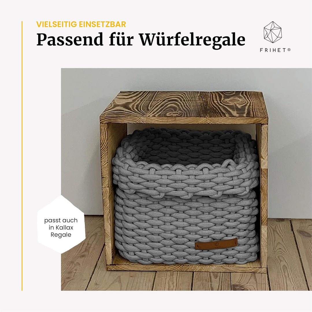 Frihet® Geflochtener Baumwoll-Aufbewahrungskorb für KALLAX Regal | Stilvolle Ordnung und praktische