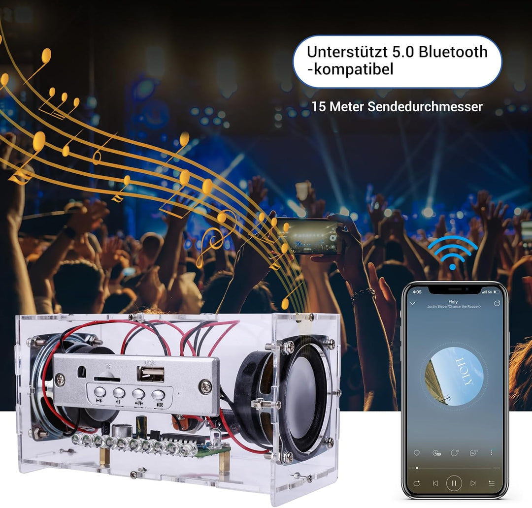 DIY Lautsprecher Box Kit Löt bausatz Lernen Tragbare Elektronische Sound-Verstärker mit LED Home Ste