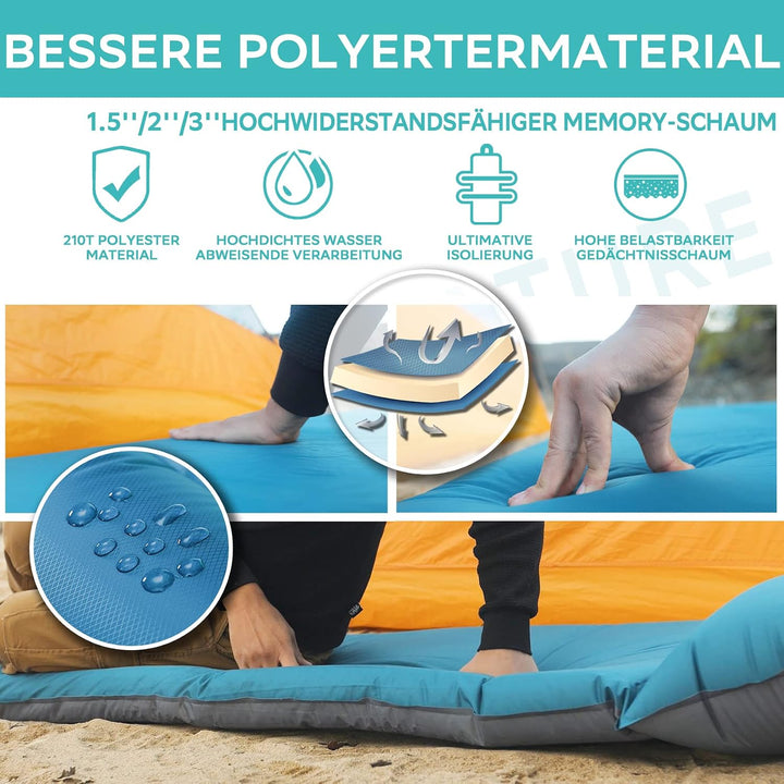 Clostnature Camping Selbstaufblasende Isomatte – 3,8/5/7,6 cm Dick Outdoor Selbstaufblasbare Schlafm