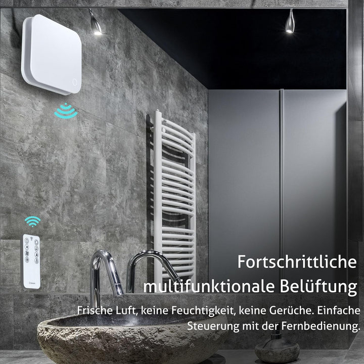 Turbionaire Trend Plus Abluftventilator für Bad, Küche, Fernbedienung, Multifunktion, max. 5,7 W, 7