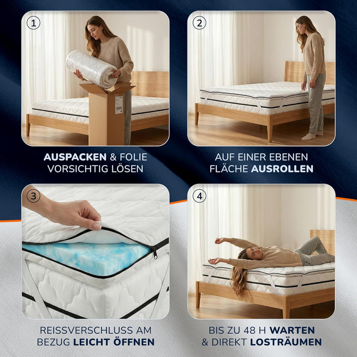 MSS e.K. NightGel Gelschaum Matratzen Topper inkl. Microfaserbezug / 80 cm x 190 cm/Hyper-Soft-Foam,
