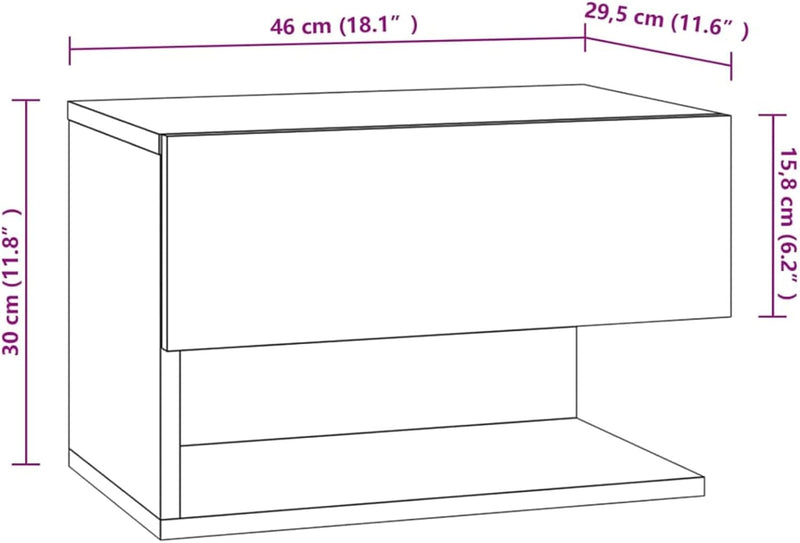 Tidyard Wand-Nachttisch 2 STK.Hängende Nachttisch Nachtschrank Nachtkommode Nachtkonsole Beistelltis