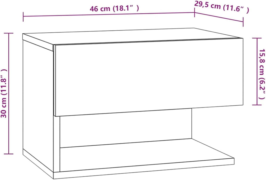 Tidyard Wand-Nachttisch 2 STK.Hängende Nachttisch Nachtschrank Nachtkommode Nachtkonsole Beistelltis