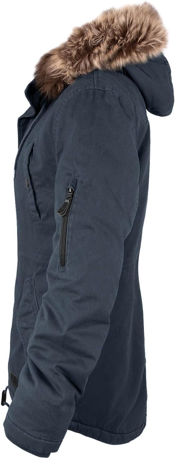 bw-online-shop Ladies Fishtail Winterparka mit Teddyfutter Parka Jacke Wintermantel S Navy, S Navy