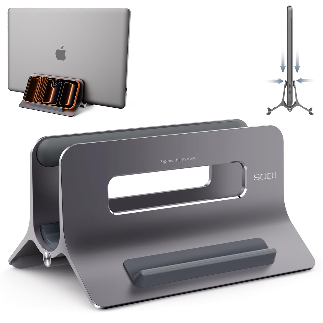 SODI Laptop Ständer, Vertical Laptop Stand für MacBook Air, MacBook Pro, iPad, iPhone, einstellbar M