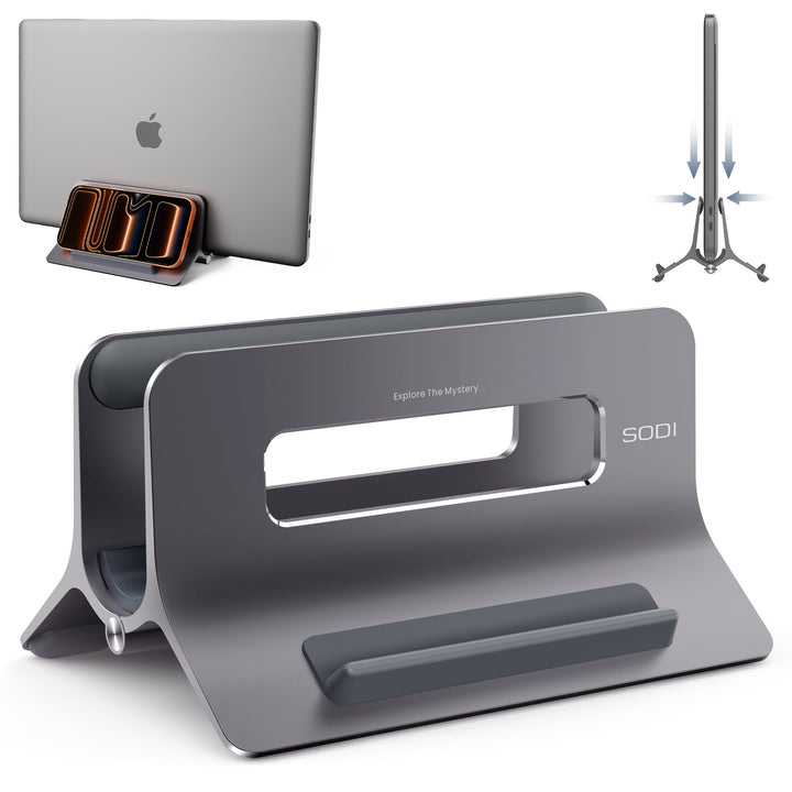 SODI Laptop Ständer, Vertical Laptop Stand für MacBook Air, MacBook Pro, iPad, iPhone, einstellbar M