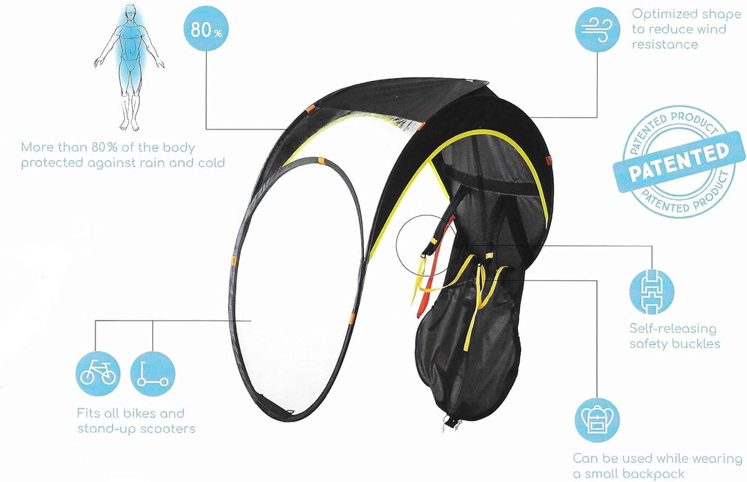 Bub-up Regenschutz für Fahrrad, ersetzt Regenbekleidung (wasserdicht, Jacke, Cape, Parka, Poncho...)