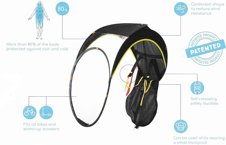 Bub-up Regenschutz für Fahrrad, ersetzt Regenbekleidung (wasserdicht, Jacke, Cape, Parka, Poncho...)