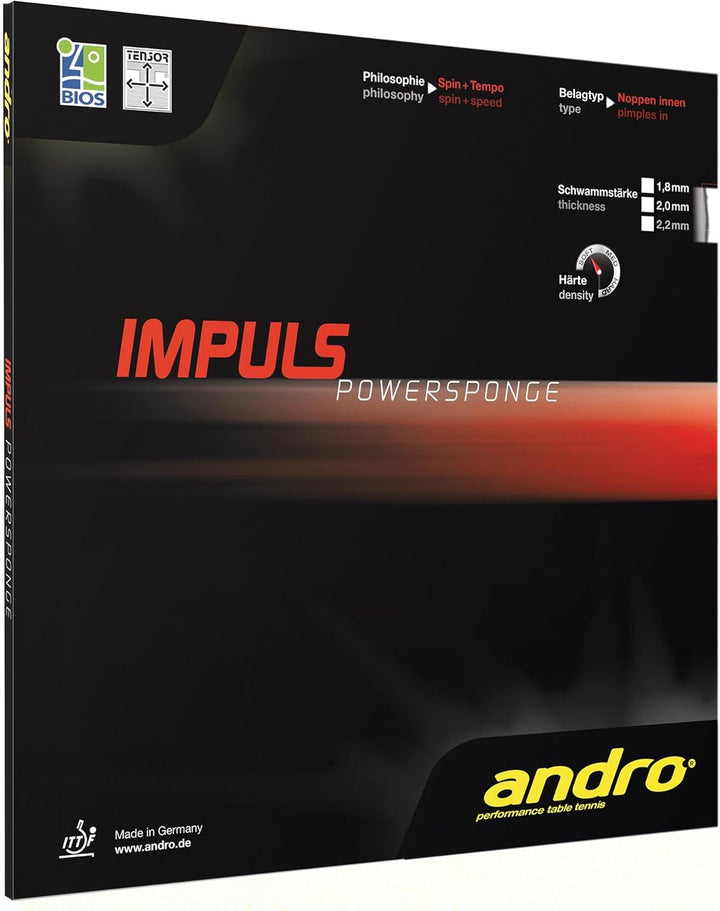 Andro Belag Impuls Powersponge rot 1,8 mm, rot 1,8 mm