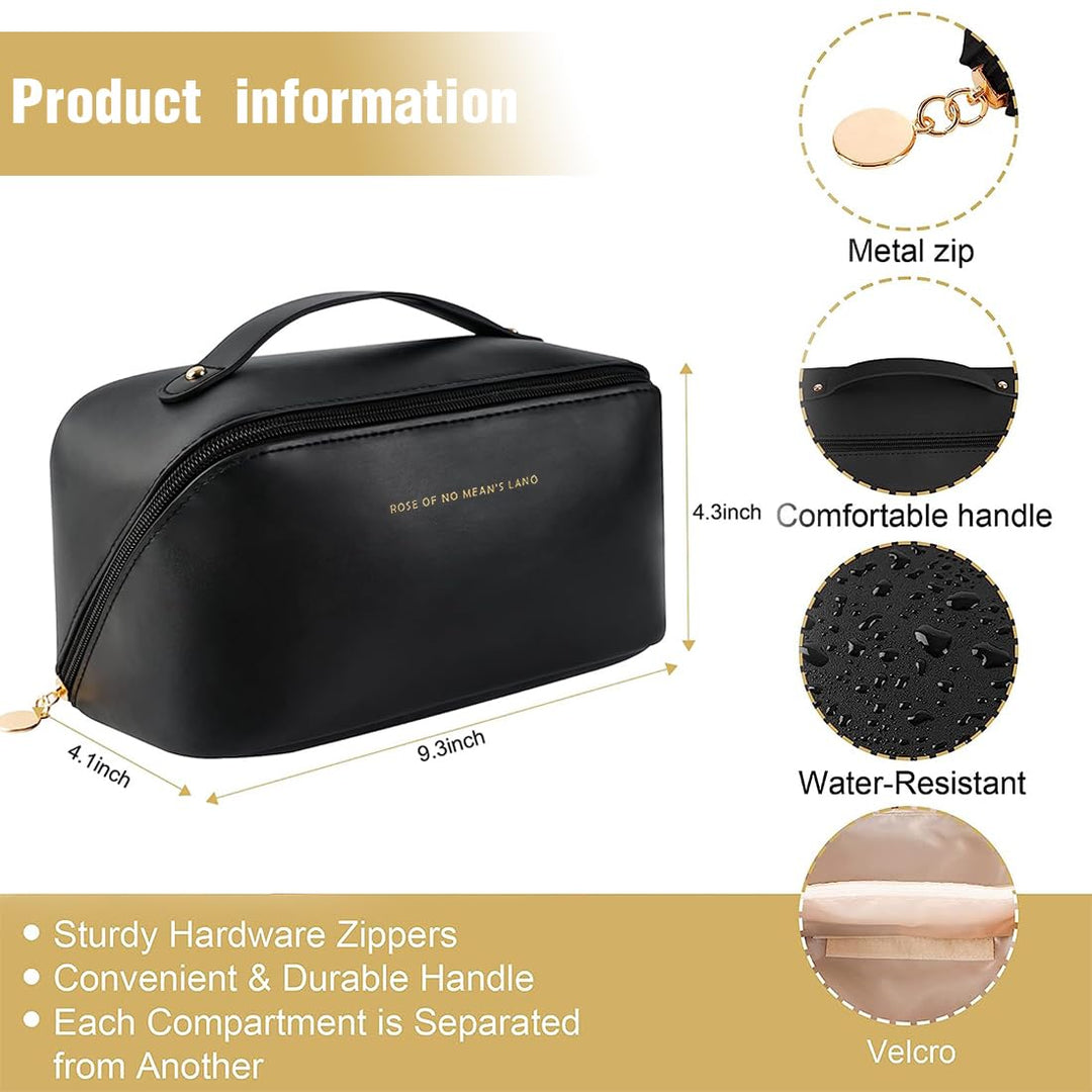 1PCS Make Up Tasche, Reise Kosmetiktasche mit grossem Fassungsvermögen, tragbare wasserdichte Leder