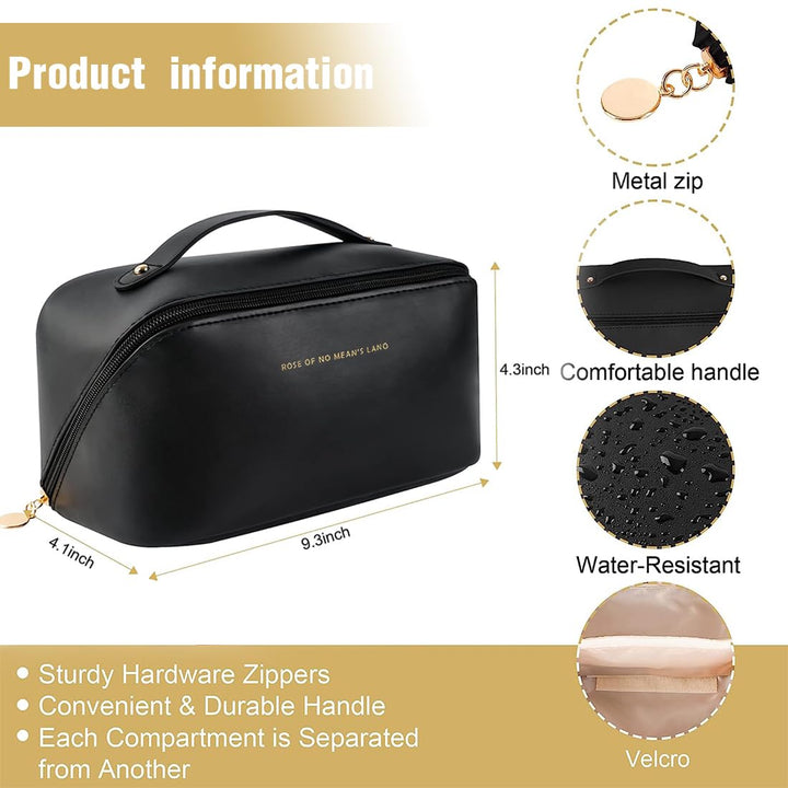 1PCS Make Up Tasche, Reise Kosmetiktasche mit grossem Fassungsvermögen, tragbare wasserdichte Leder