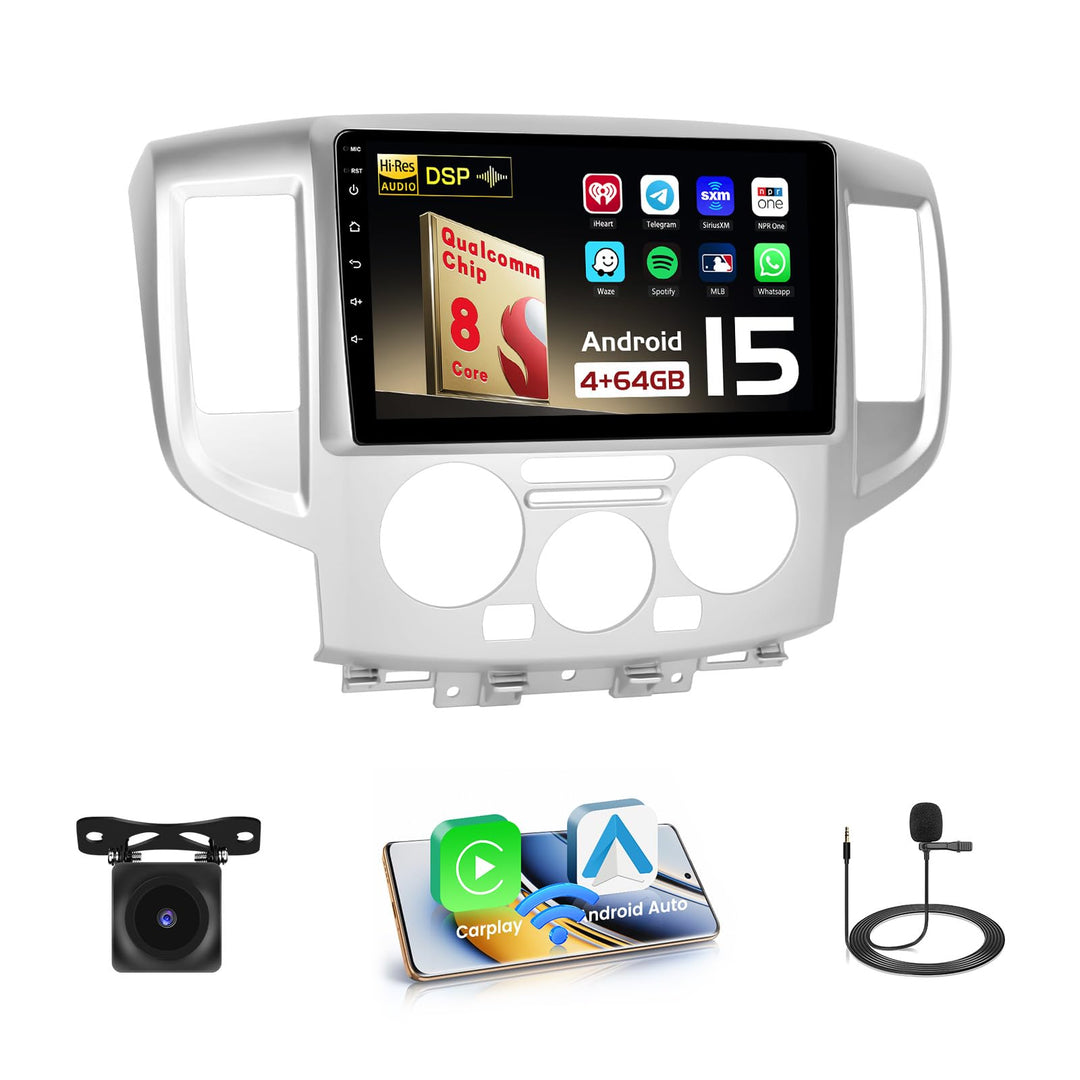 Hikity Qualcomm Snapdragon 8 Core 4+64G Android 15 Autoradio für Nissan NV200 2009-2018 Wireless Car