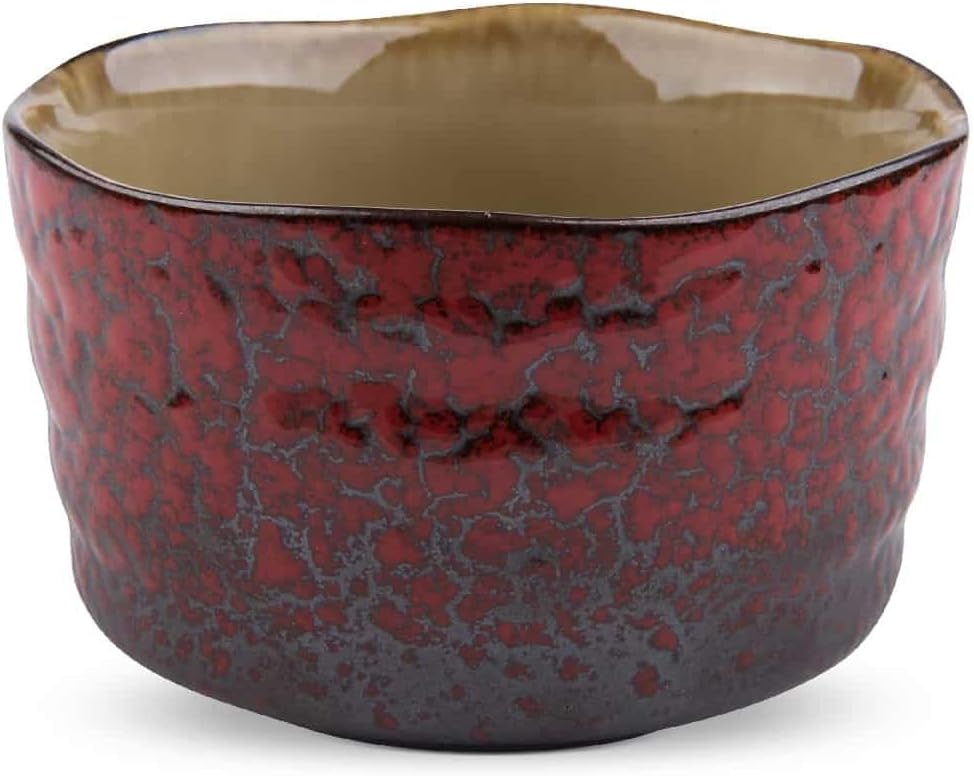 MAOCI - Matcha-Schale Chawan aus Porzellan 400ml Dunkelrot handgefertigt - als Geschenkbox