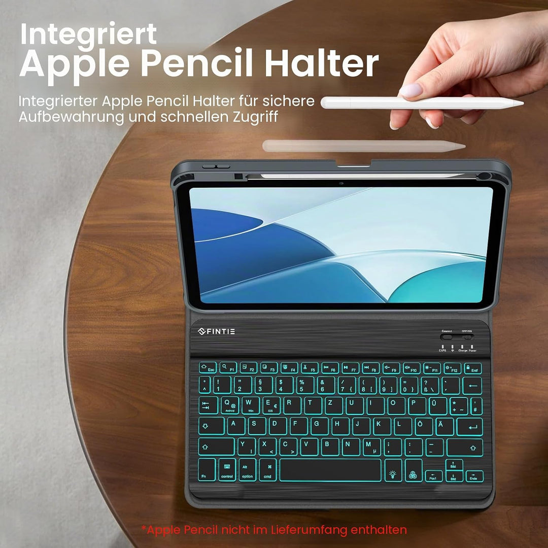 Fintie Tastatur Hülle für iPad 10. Generation 2022 (10.9 Zoll), Keyboard Case mit 7-farbig Beleuchte