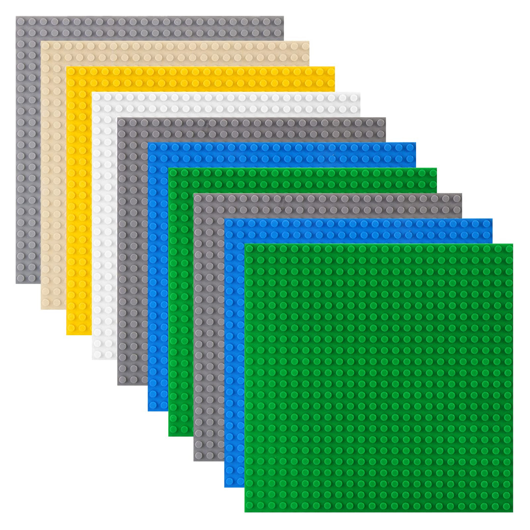 10 Platten-Set Bauplatte Kompatibel mit Lego, 19.2 * 19.2cm, Grundplatte mit 24x24Noppen,Konstruktio