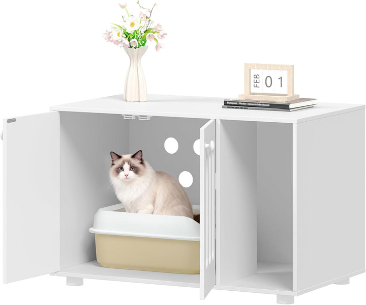 Hzuaneri Katzenschrank, Katzenklo-Schrank, 80 x 48 x 51 cm, Katzenhaus mit Tür und Separater Trennwa