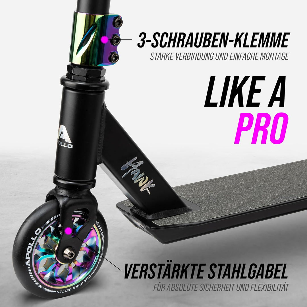 Apollo Stuntscooter Hawk - Freestyle Kickscooter für Kinder und Erwachsene, Kinderroller, Trick Roll