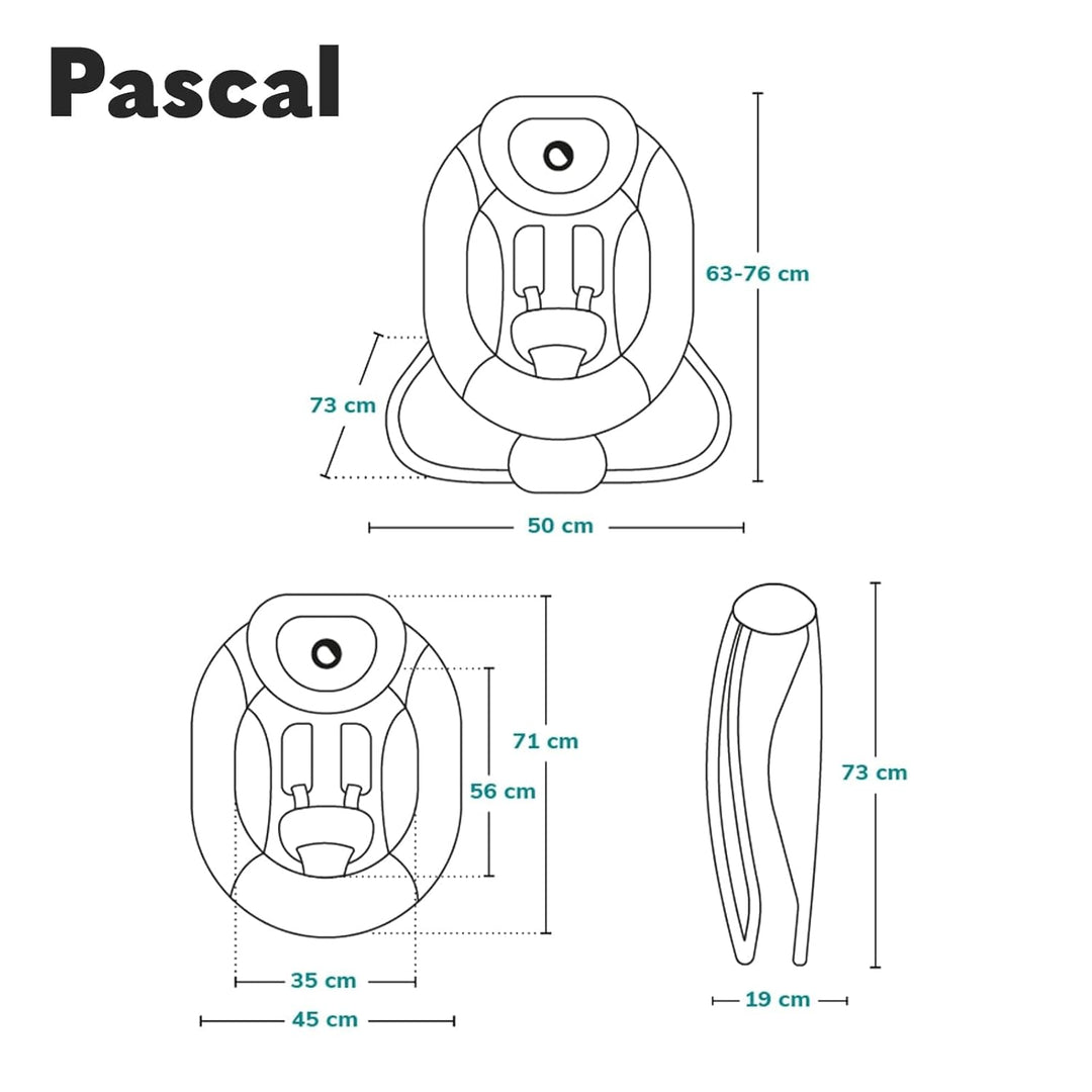 LIONELO Pascal Baby Wippe, sanfte Vibrationen, 5 Melodien, Spielzeugkarussell mit interaktiven Plüsc