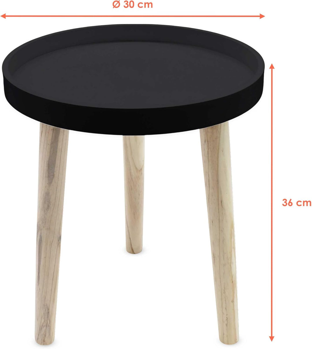 Spetebo Deko Holz Tisch 36x30 cm - schwarz - Kleiner Beistelltisch Couchtisch Sofatisch, Schwarz