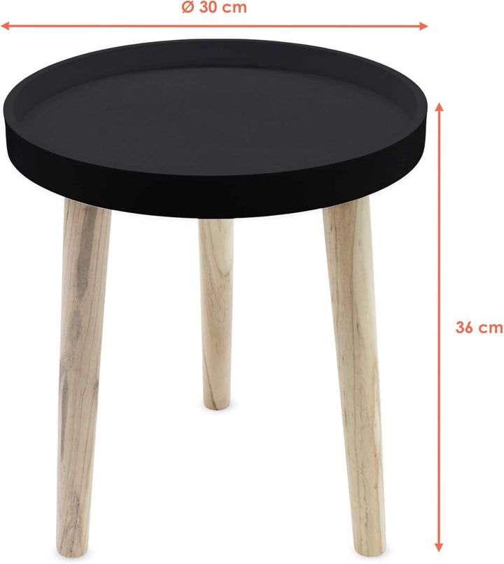 Spetebo Deko Holz Tisch 36x30 cm - schwarz - Kleiner Beistelltisch Couchtisch Sofatisch, Schwarz