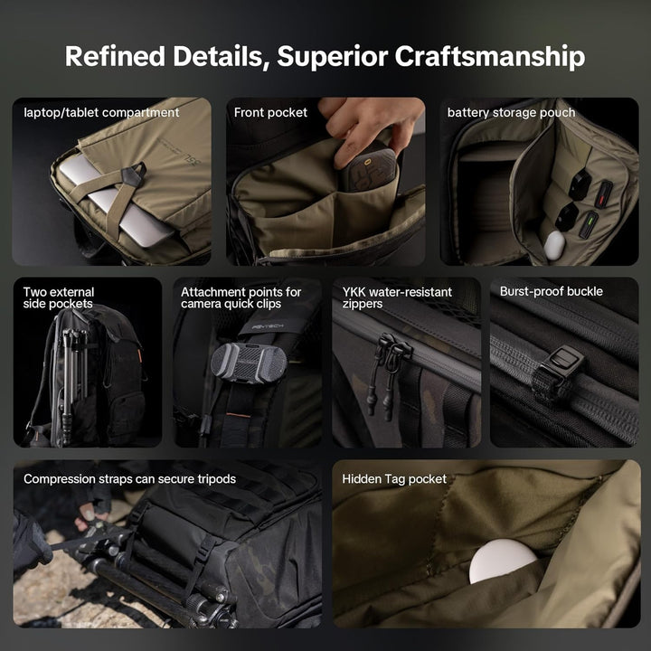 PGYTECH OneMo TAC Kamerarucksack 25L/35L, Wasserdicht Taktisch Fotorucksack Kompatibel mit DSLR/SLR/