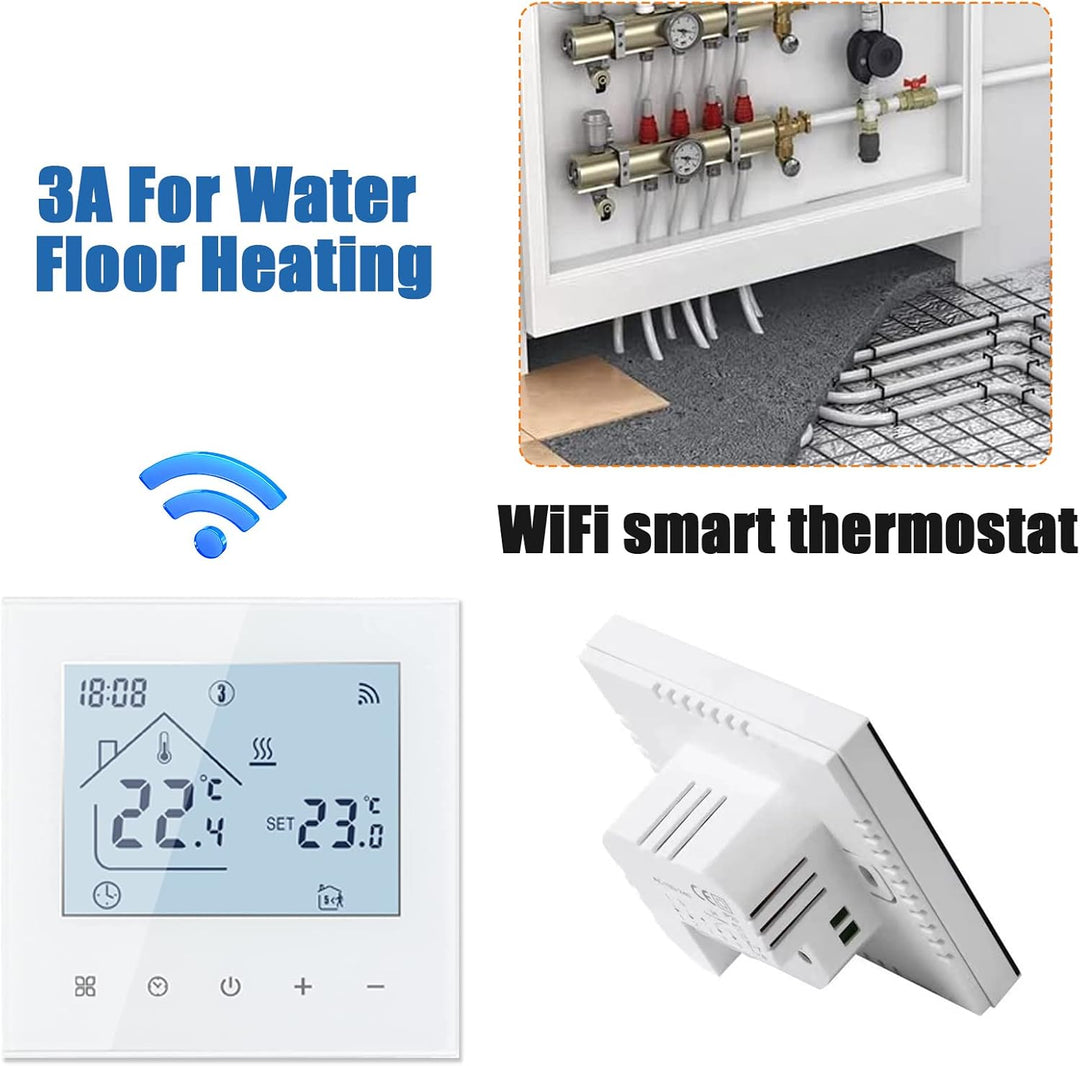 Smart WiFi Thermostat Fussbodenheizung Wasser, Tuya WiFi Heizungsthermostat LED Display Touchscreen
