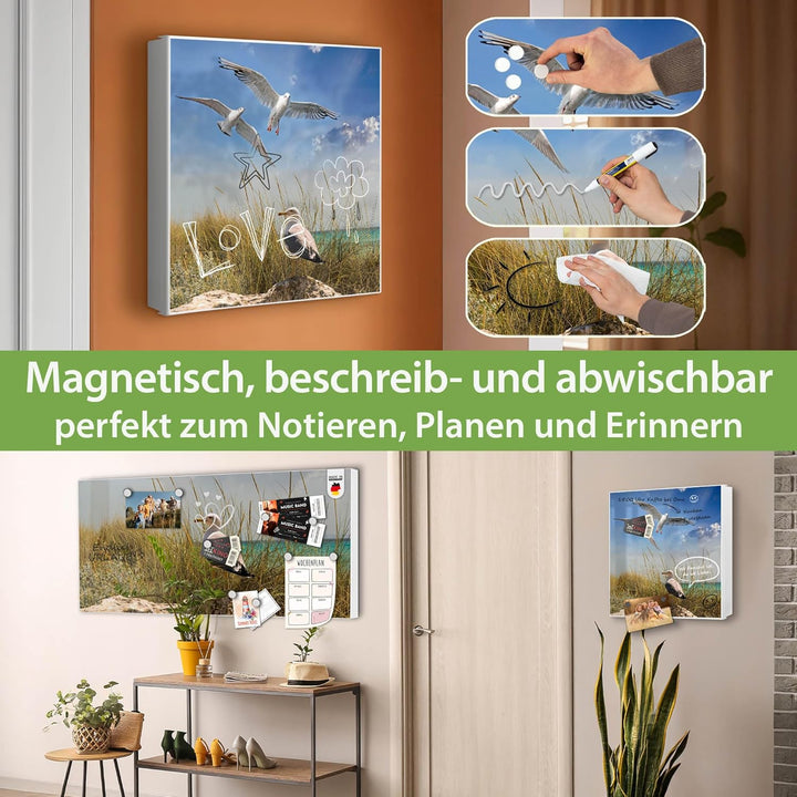 banjado Grosser Schlüsselkasten Glas - Schlüsselbox 30x30cm mit 50 Haken - Schlüsselkasten modern fü