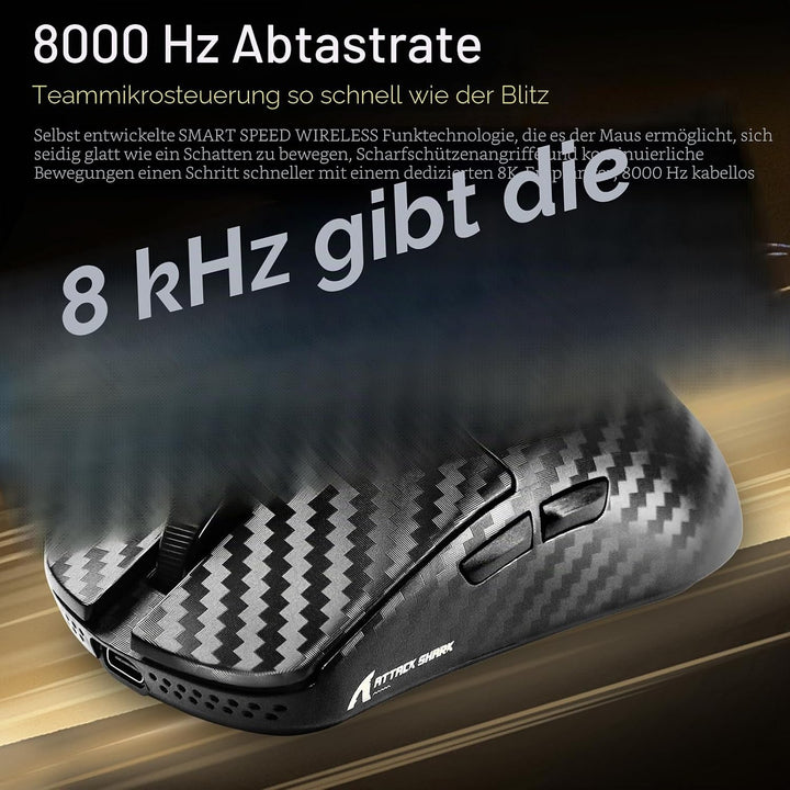 MAMBASNAKE x Attack Shark R11 Ultra Carbon Fiber Wireless Gaming Mouse, 8000Hz, 49g Superlight, 4200