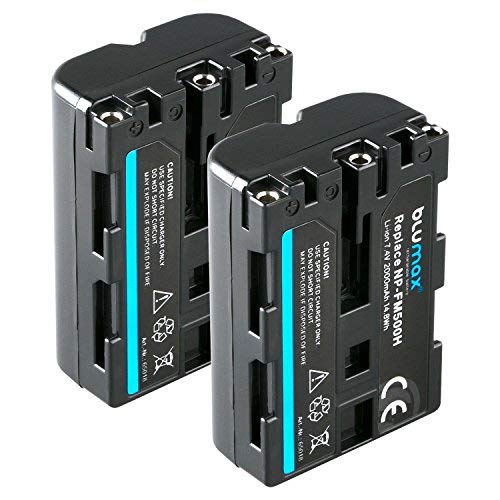 Blumax 2X Akku NP-FM500H (2000mAh) | für Sony Kamera Alpha DSLR/SLT Serie EVO II a57 a58 a68 a77/ ii