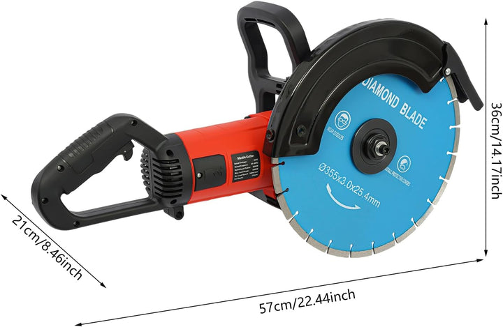 Wandnutfräse Schlitzmaschine 3500W 3800rpm 140mm Schnitttiefe 350mm Scheibe Mit Wasserstaubentfernun