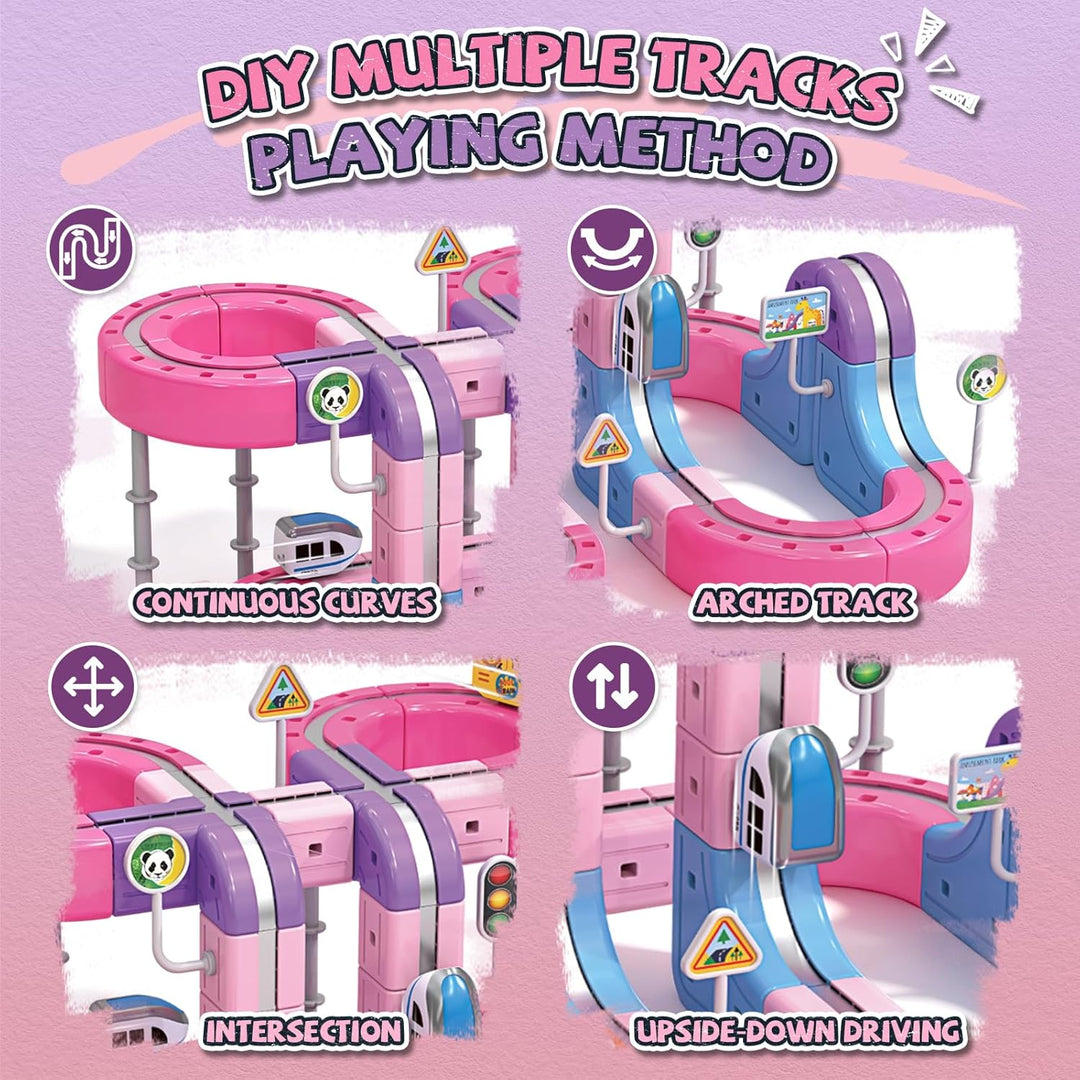 YESHIN Clickrail Electric Train Set, DIY Zugstrecken-Set mit Schwerkraft Defying 3D-Layouts, Motoris
