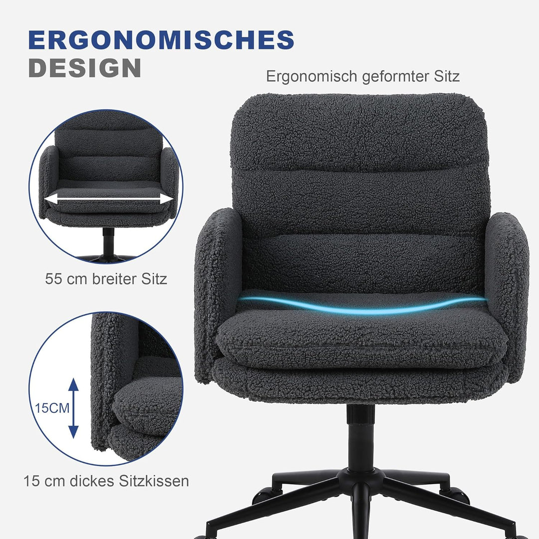 Youhauchair Schreibtischstuhl, Schminktisch Stuhl aus Kunstpelz, Bequemer Drehstuhl Schreibtisch Stu