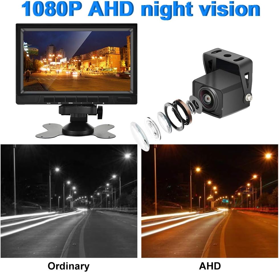 CAMECHO Rückfahrvideosystem mit Dual Rückfahrkamera,7 Zoll Monitor 2 Split-Bildschirm,Wasserdicht Na