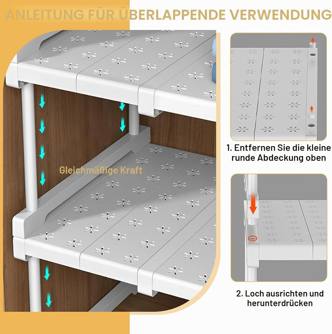 Verstellbare Einlegeboden Schrank, Erweiterbares Schrankeinsatz, Einlegeböden für Schränke, Ohne Boh