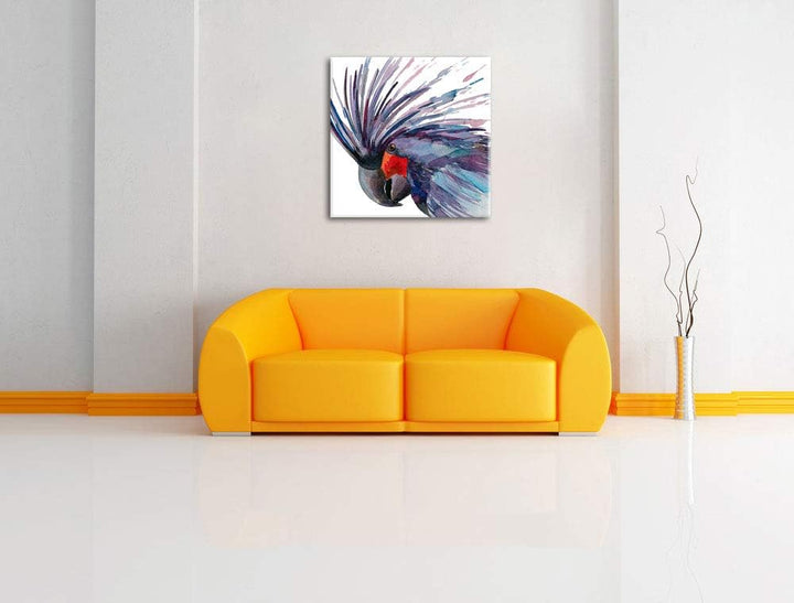 Exotischer Vogel Kunst, Format: 70x70 auf Leinwand, XXL riesige Bilder fertig gerahmt mit Keilrahmen