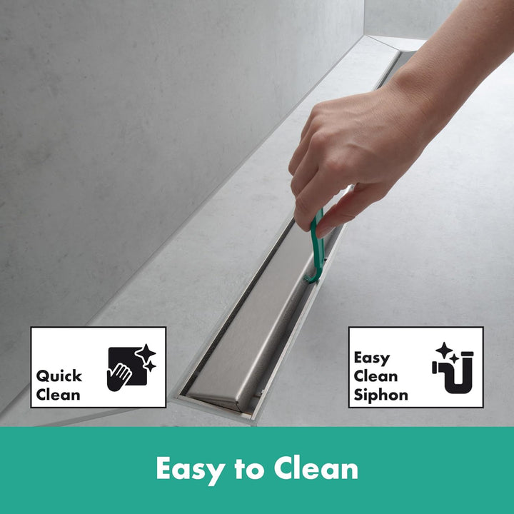 hansgrohe 56174800 RainDrain Compact Duschrinne 600 für Standardinstallation Edelstahl gebürstet Kom