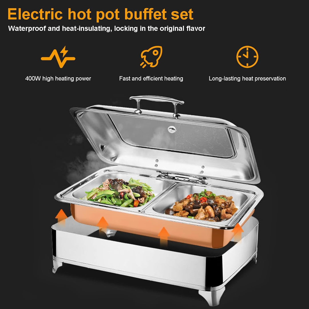 Chafing Dish Elektrisch, 9L Edelstahl Speisenwärmer Buffetwärmer (GN1/3) | Kommerziell Elektrisch Wa
